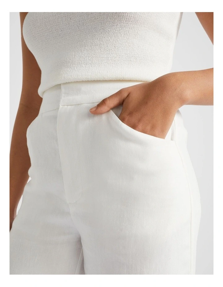 Linen Tailored Pant in Cloud Cream image 2