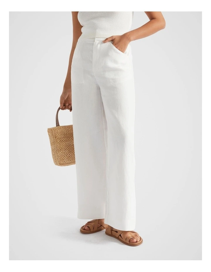 Linen Tailored Pant in Cloud Cream image 3