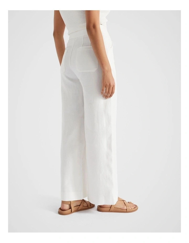 Linen Tailored Pant in Cloud Cream image 4
