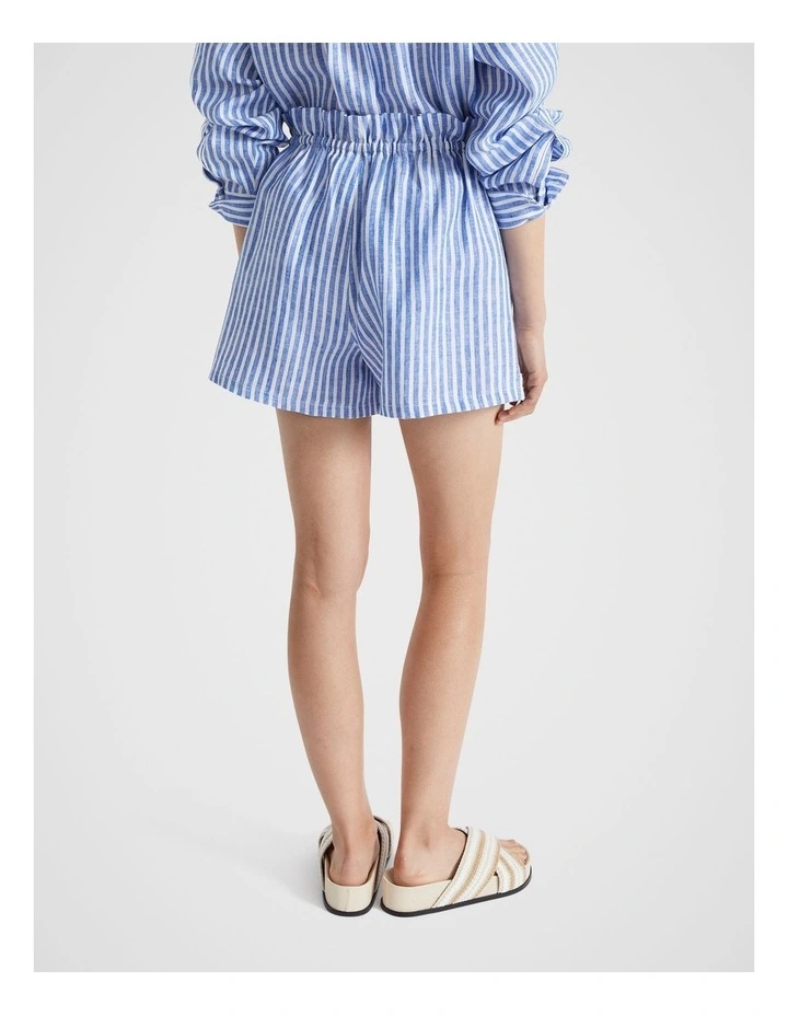 Linen Paperbag Short in Deep Ocean Stripe image 3