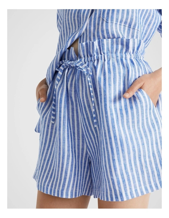 Linen Paperbag Short in Deep Ocean Stripe image 4