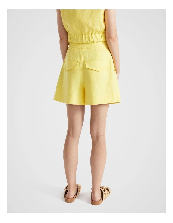 Linen Mid Length Short in Lemon Drop image 4