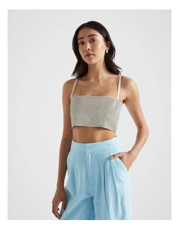 Rhinestone Crop Top in Silver