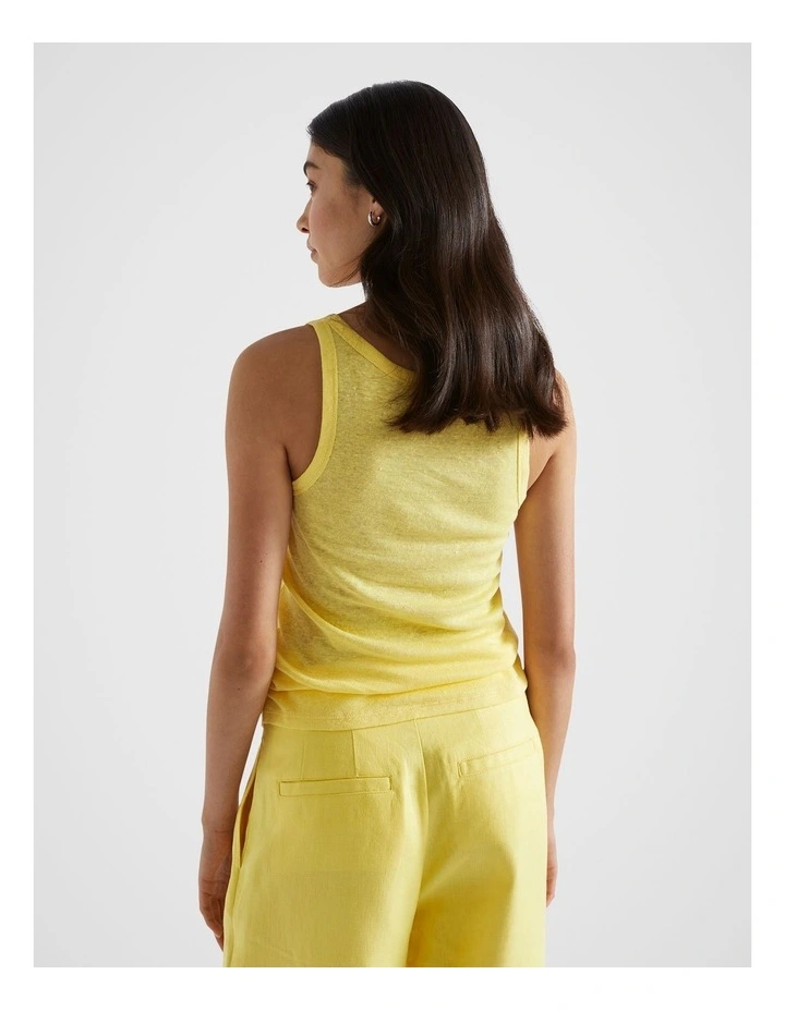 Linen Rib Tank Top in Lemon Drop image 3
