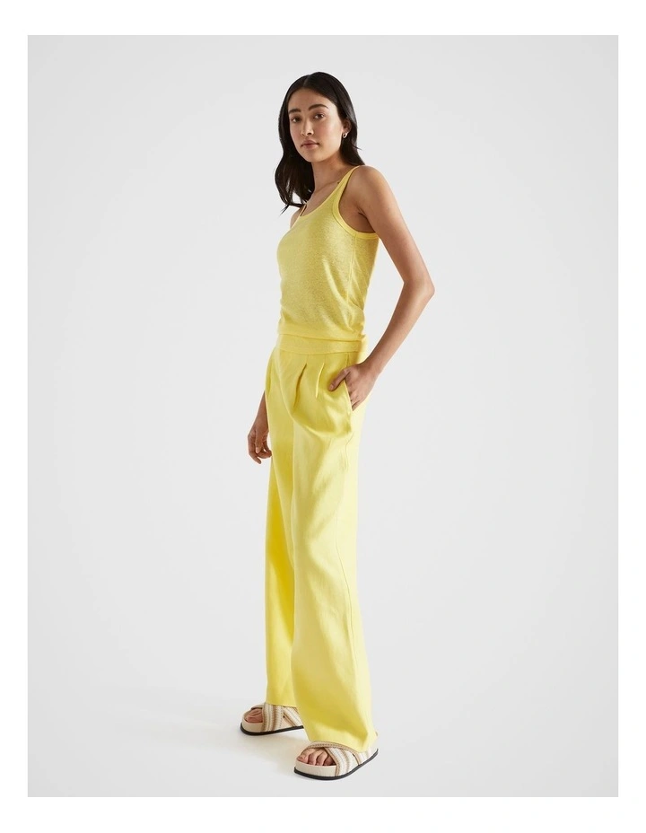 Linen Rib Tank Top in Lemon Drop image 4