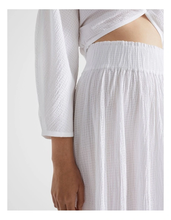 Textured Cotton Skirt in Whisper White image 2