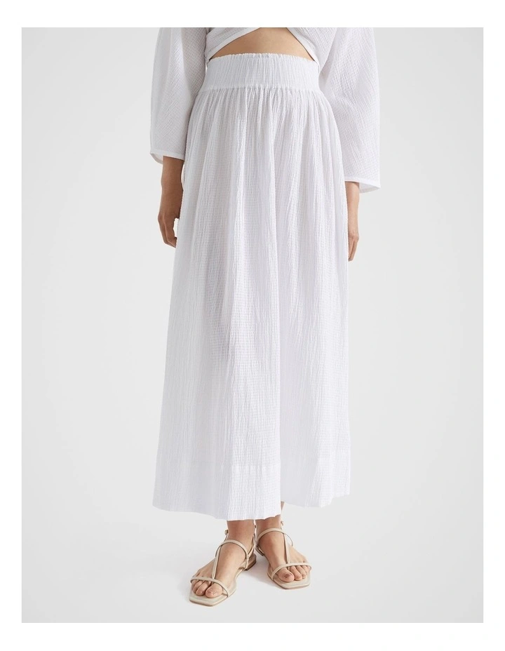 Textured Cotton Skirt in Whisper White image 3