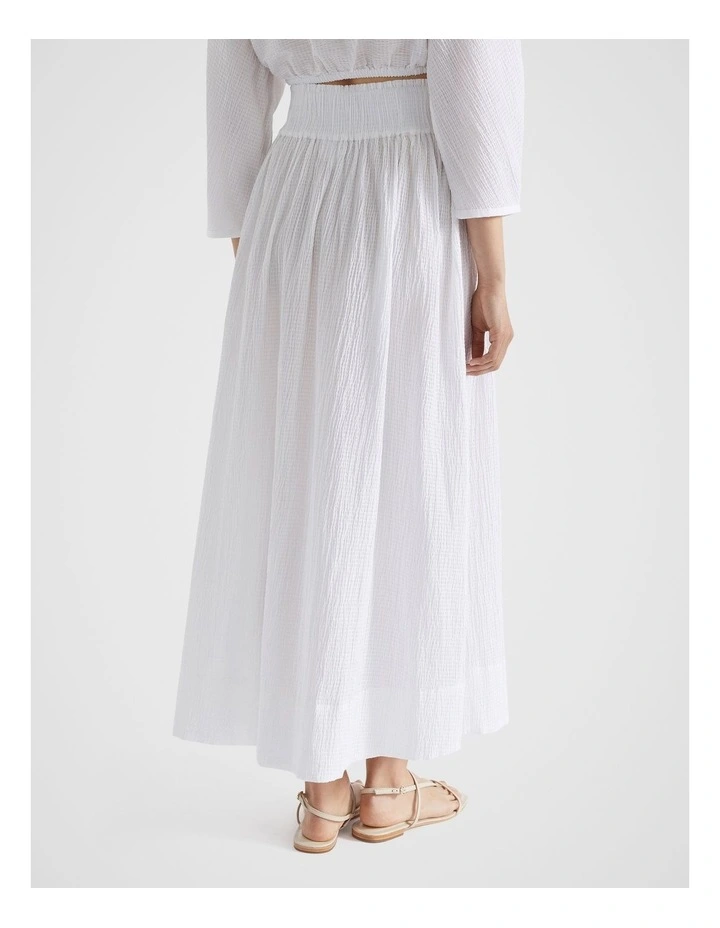 Textured Cotton Skirt in Whisper White image 4