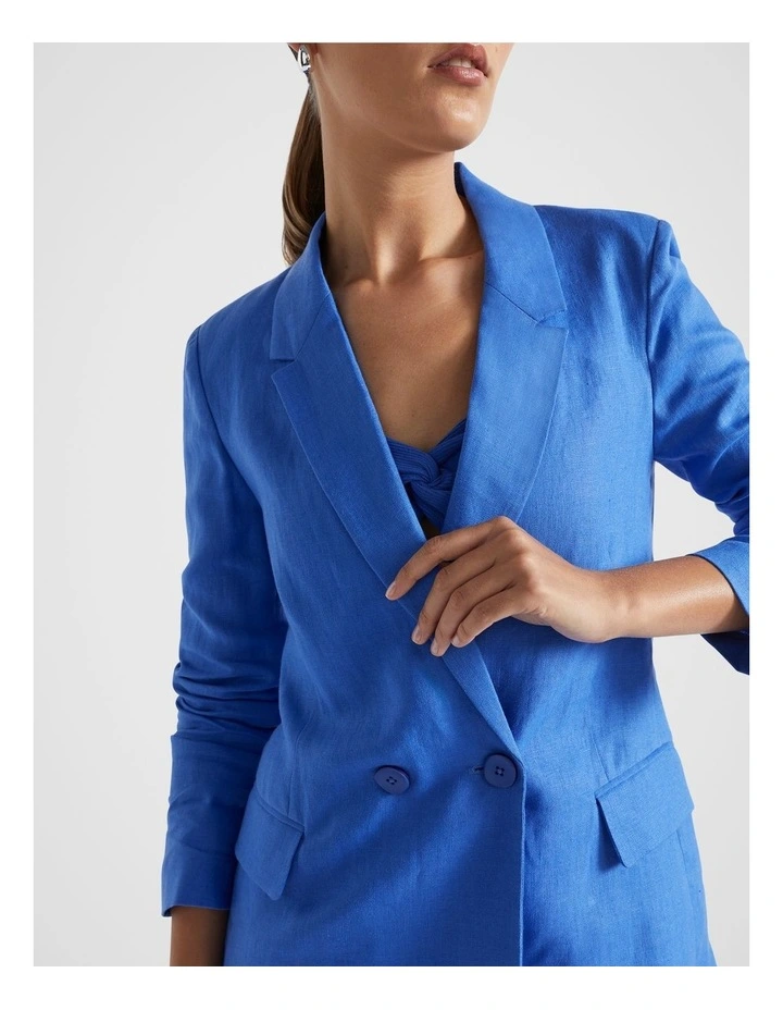 【SCENERITY】Ocean Linen Blazer Seed Heritage Linen Double Breasted Blazer in Deep Ocean | MYER