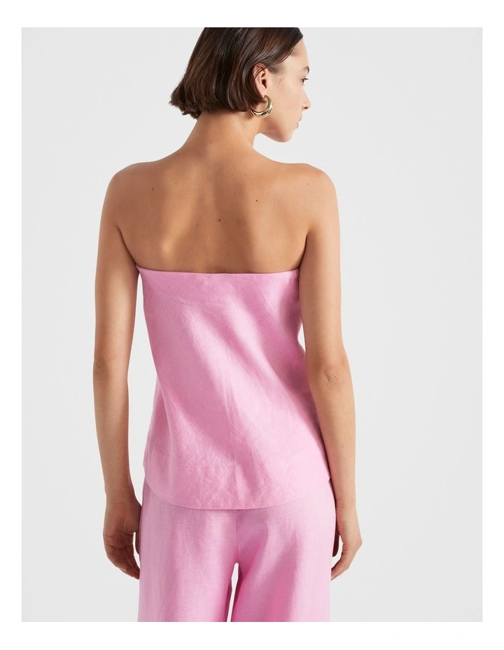 Core Linen Strapless Top in Pink image 2