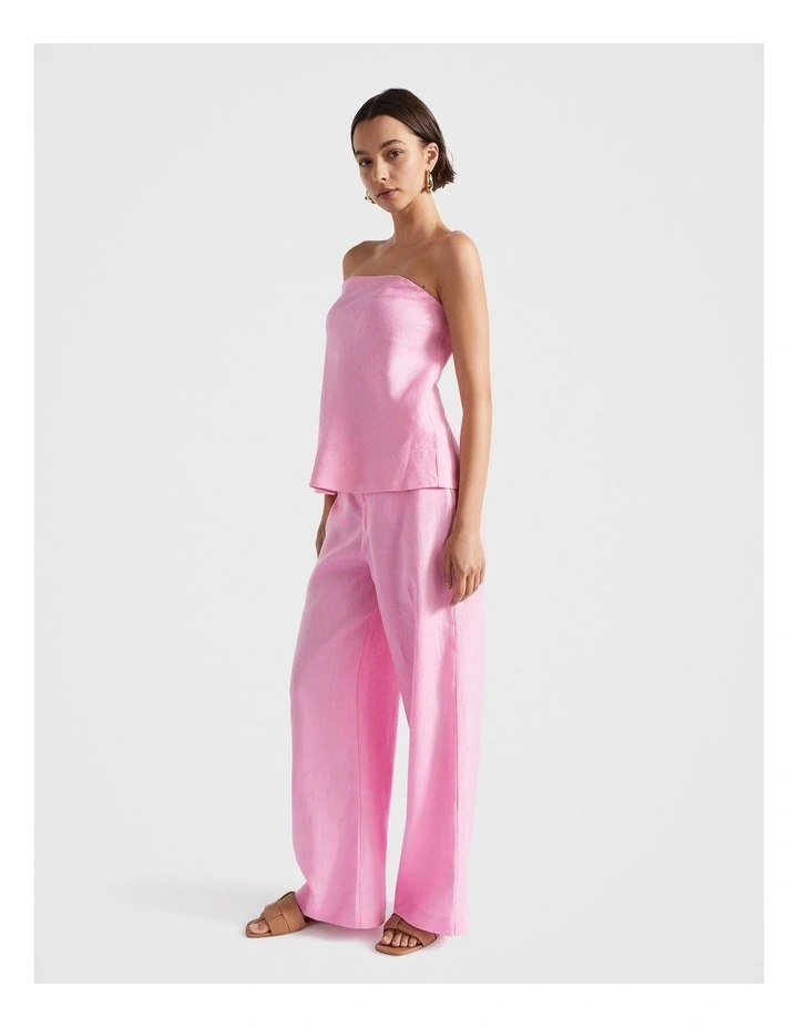 Core Linen Strapless Top in Pink image 3