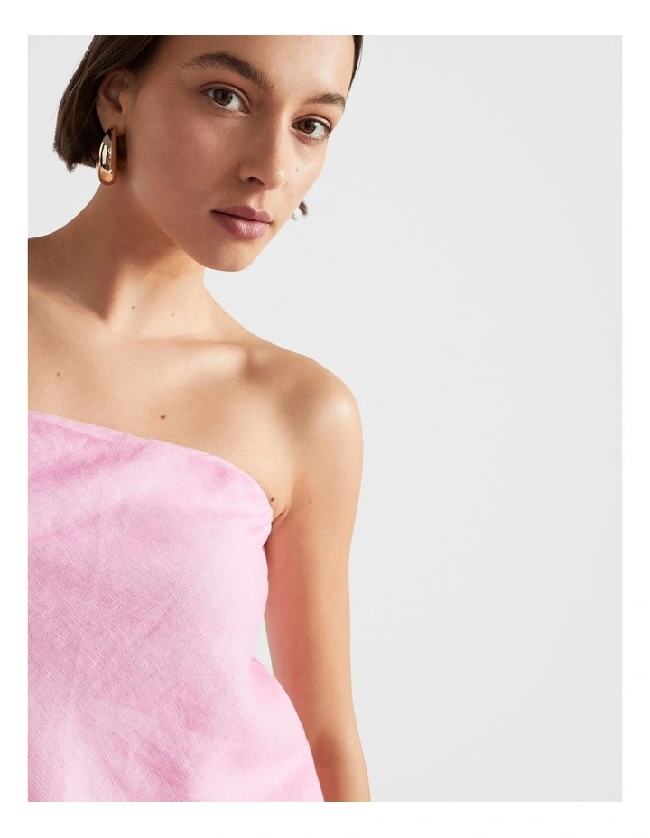 Core Linen Strapless Top in Pink image 4