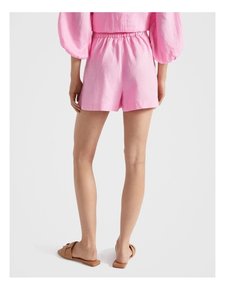 Linen Pleat Front Shorts in Pink image 4