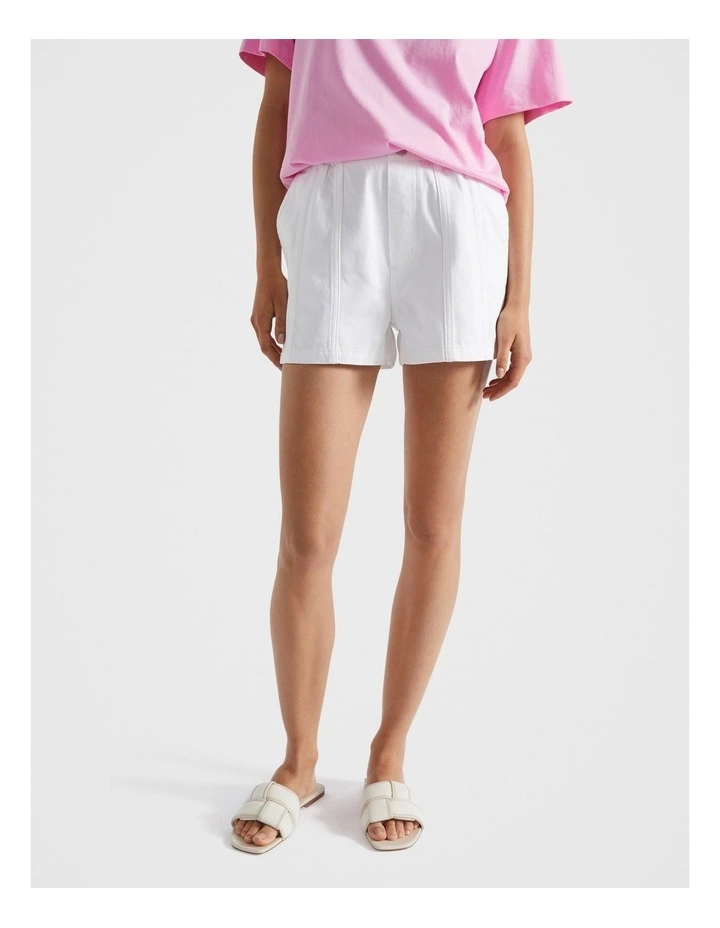 Seed Heritage Denim Jogger Shorts in White MYER
