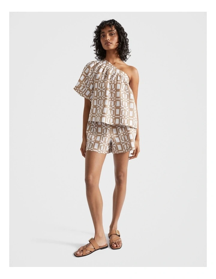 Linen Retro Shorts in Beige image 1