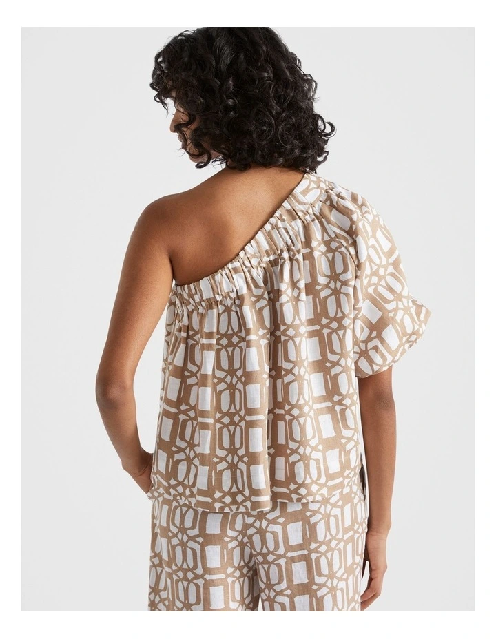 Linen Retro Top in Beige image 2