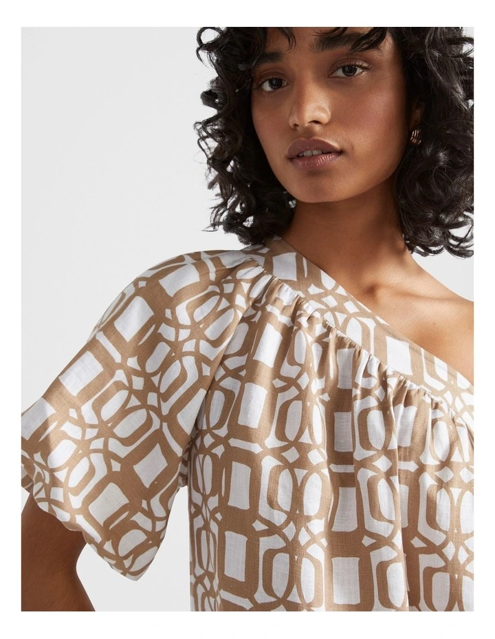 Linen Retro Top in Beige image 3
