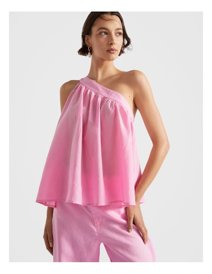 Voile Tie Shoulder Top in Pink image 2
