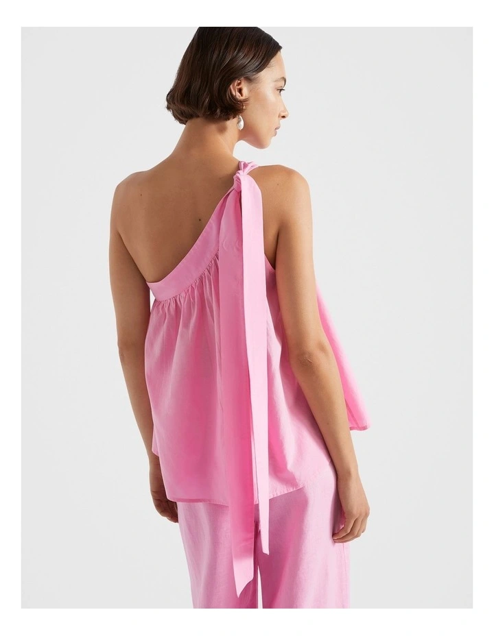 Voile Tie Shoulder Top in Pink image 3