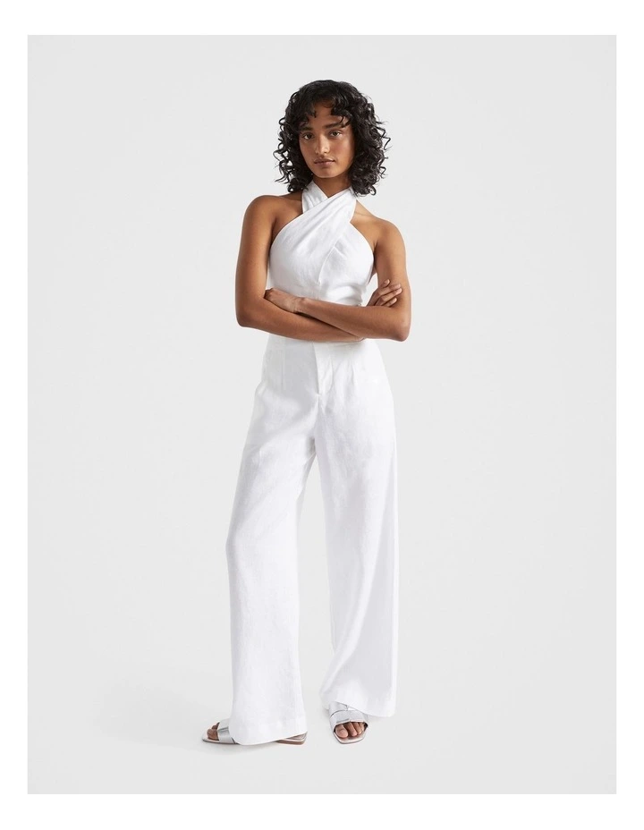 Linen Halter Top in White image 1