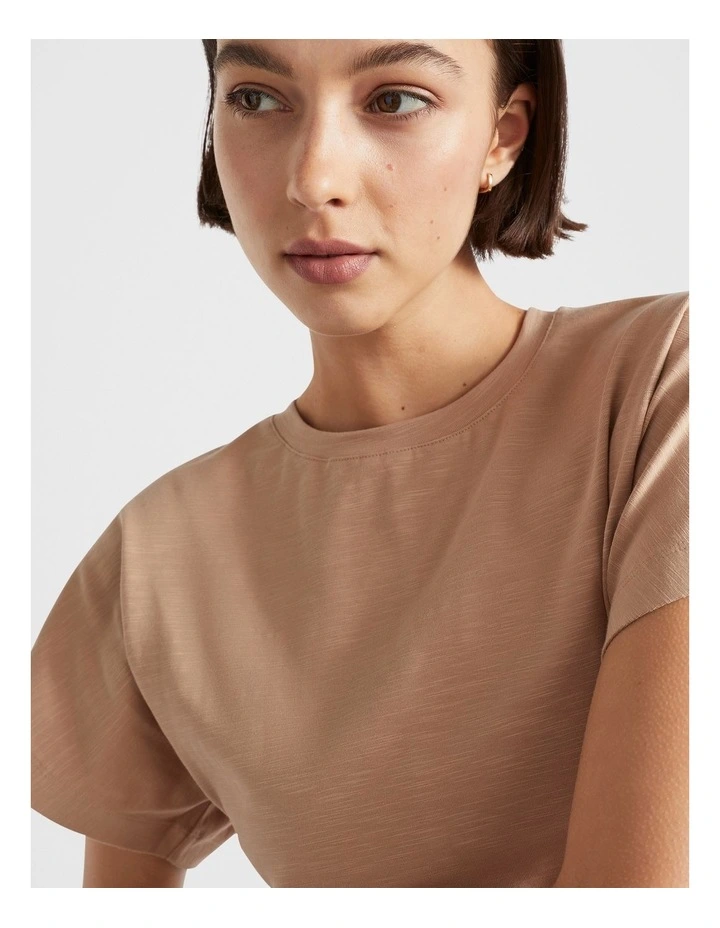 Waisted Jersey Tee in Beige image 1