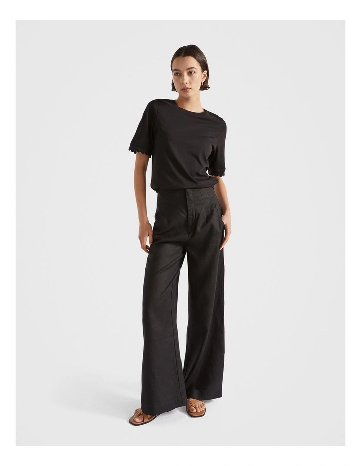 Scallop Trim Tee in Black image 1