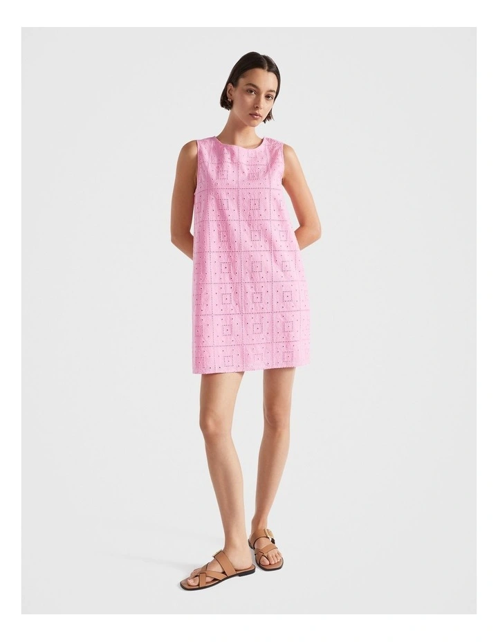 Broderie Mini Dress in Pink Broderie Mini Dress in Pink