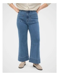 Core Wide Leg Pocket Jean in French Blue Denim