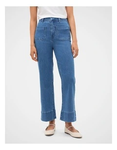 Core Wide Leg Pocket Jean in French Blue Denim
