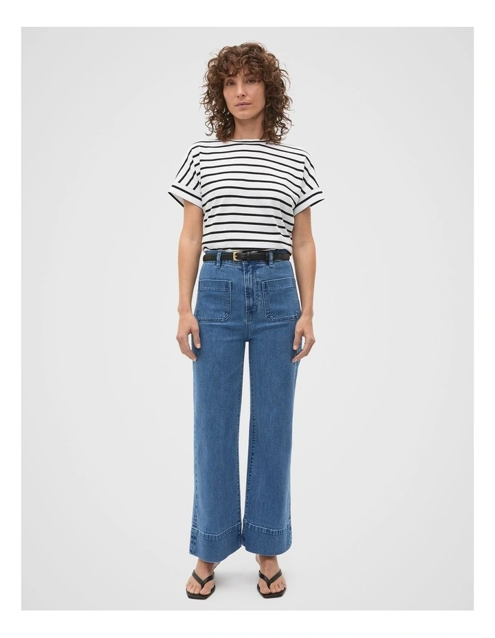 Core Wide Leg Pocket Jean in French Blue Denim image 3