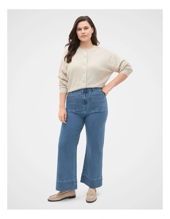 Core Wide Leg Pocket Jean in French Blue Denim image 3