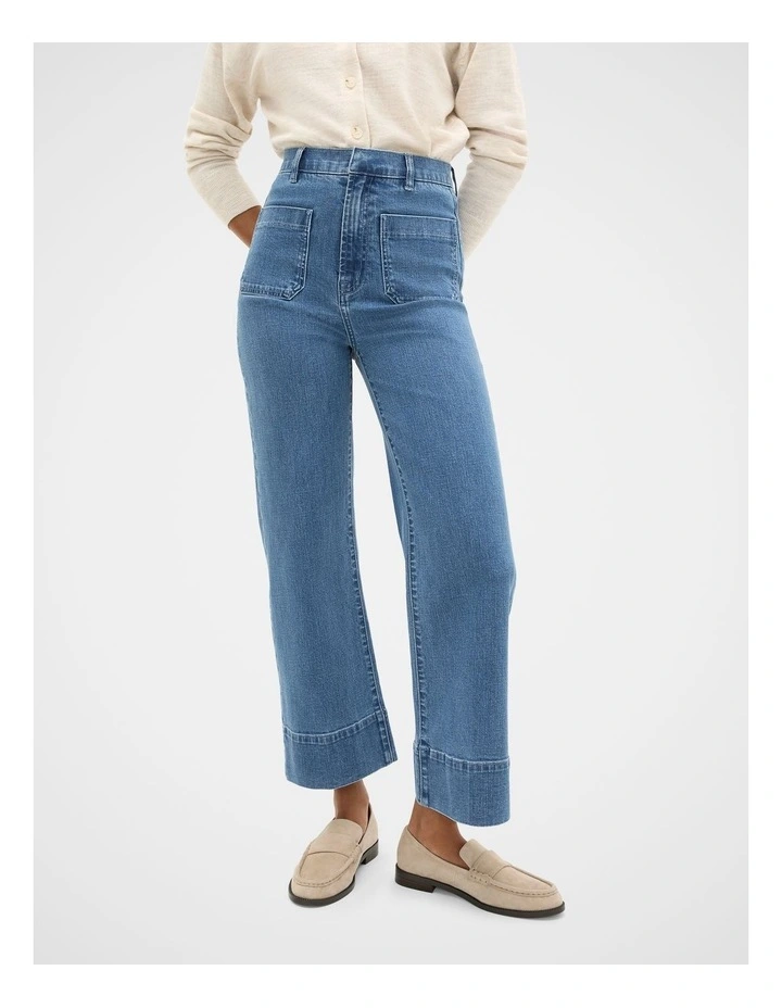 Core Wide Leg Pocket Jean in French Blue Denim image 4