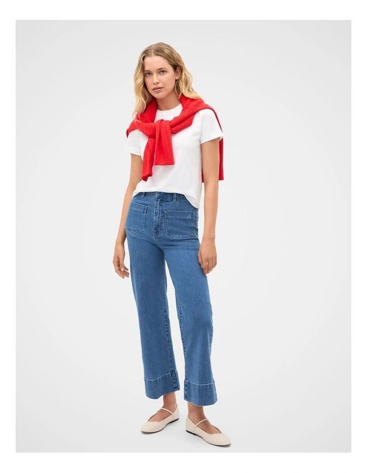 Core Wide Leg Pocket Jean in French Blue Denim image 4