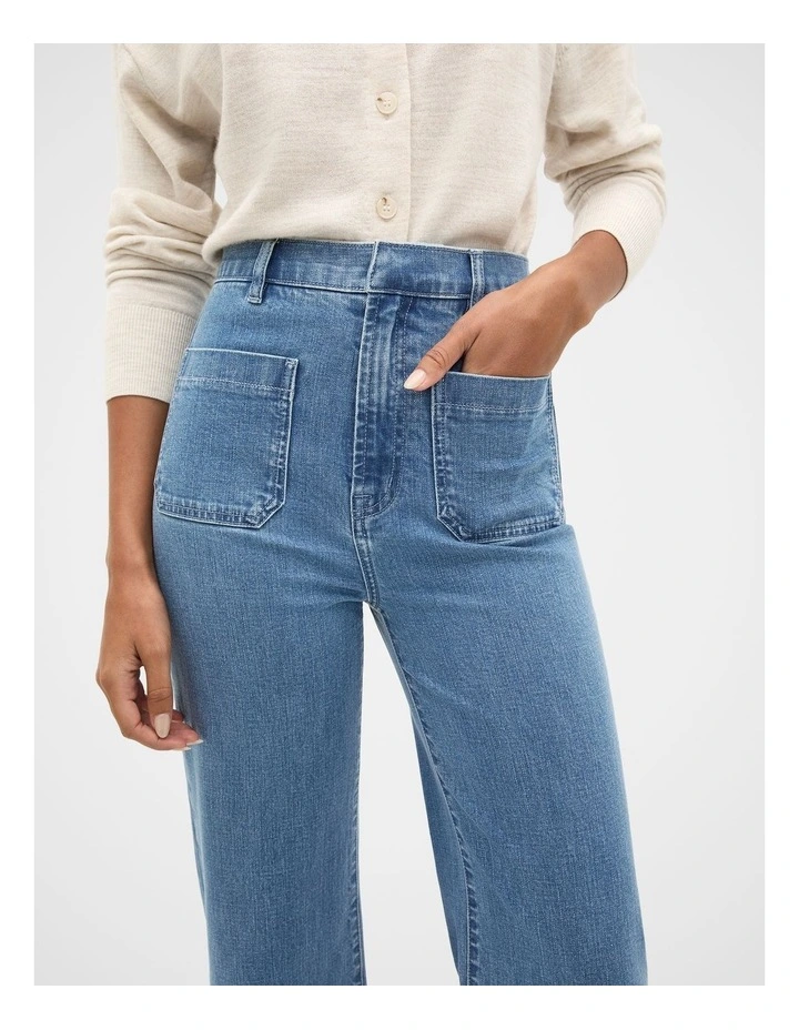 Core Wide Leg Pocket Jean in French Blue Denim image 5