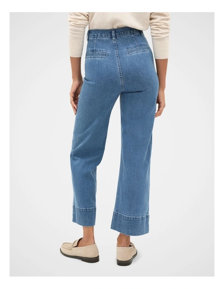 Core Wide Leg Pocket Jean in French Blue Denim image 6