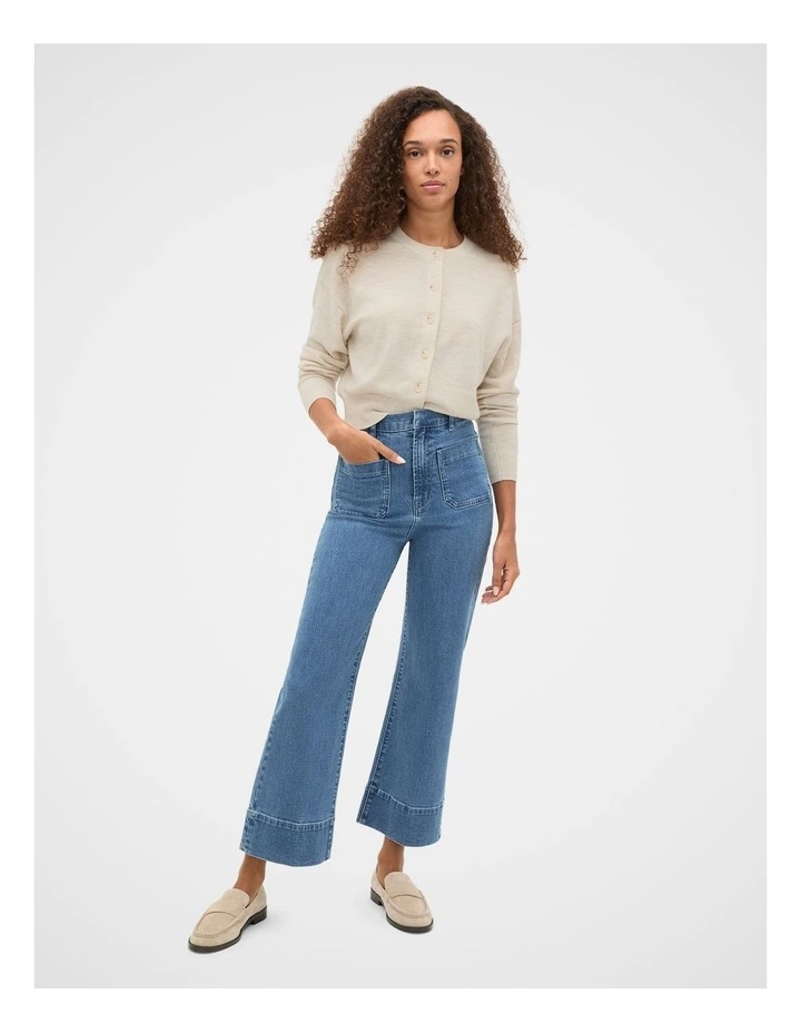 Core Wide Leg Pocket Jean in French Blue Denim image 7