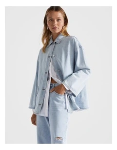 Boxy Shacket in Glacier Denim