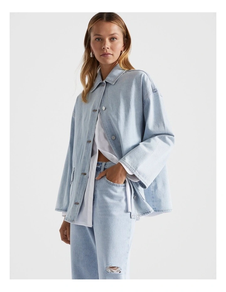 Boxy Shacket in Glacier Denim image 1