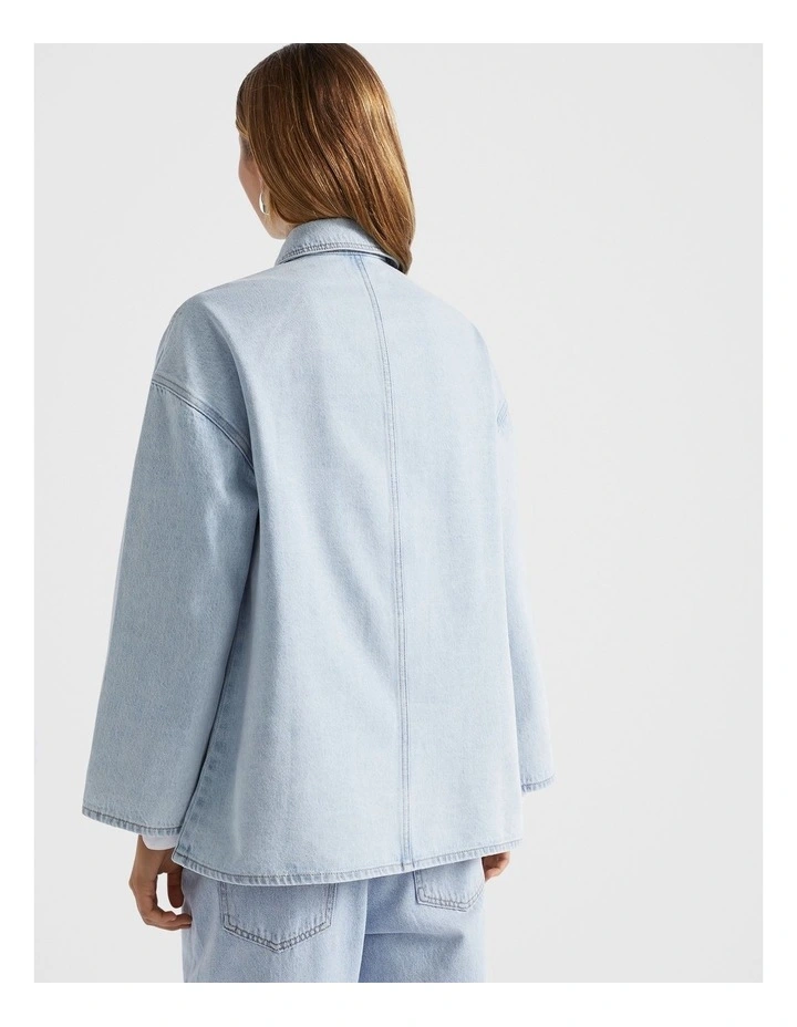 Boxy Shacket in Glacier Denim image 2