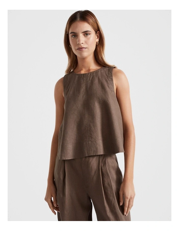 not PERFECT LINEN | Loose linen top JANUARY (chocolate) size M | トップス 麻 リネン リトアニア not PERFECT LINEN | Loose linen top JANUARY (chocolate) size