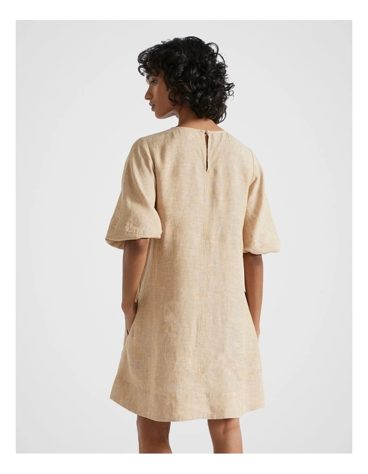 Core Linen Mini Dress in Champagne Beige Crossdye image 2