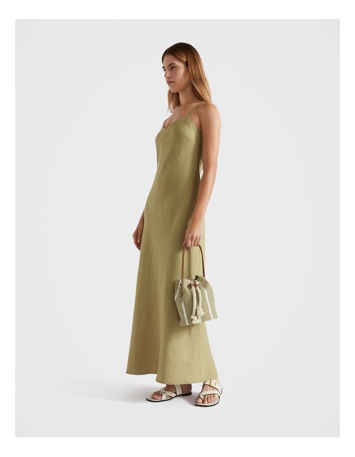 Core Linen Slip Maxi Dress in Pistachio image 1