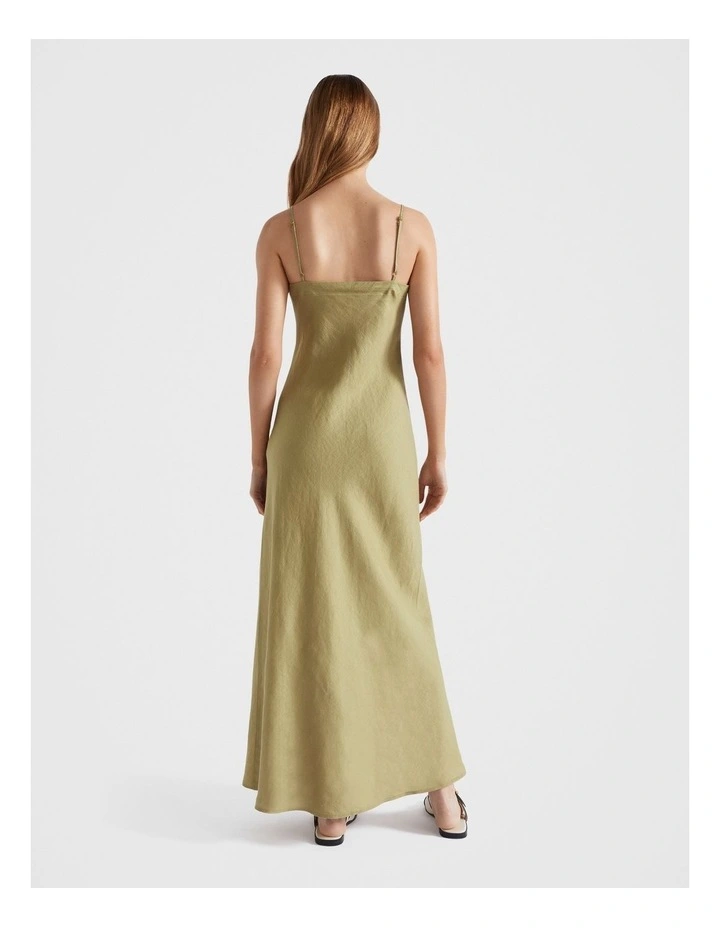 Core Linen Slip Maxi Dress in Pistachio image 2