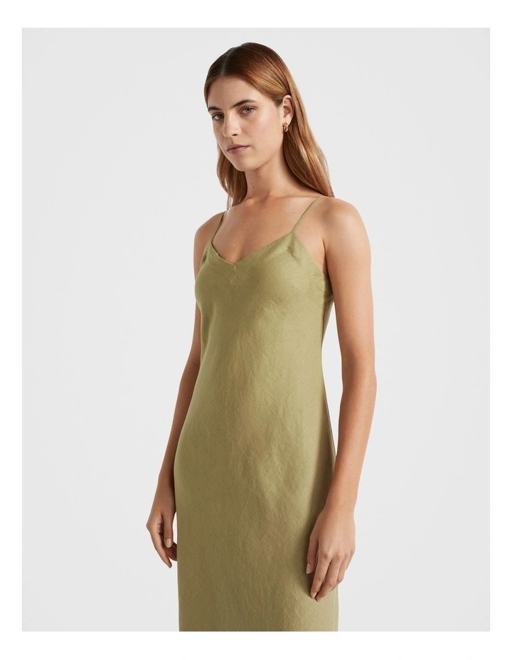 Core Linen Slip Maxi Dress in Pistachio image 3