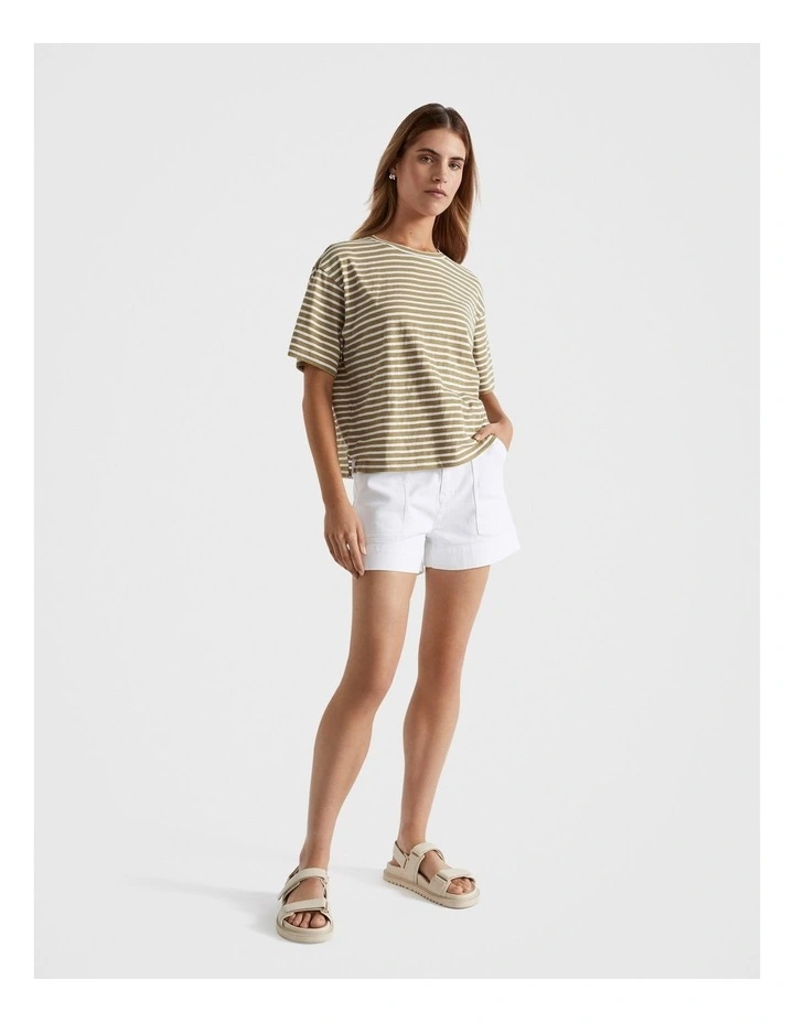Denim Paperbag Cargo Short in White image 3