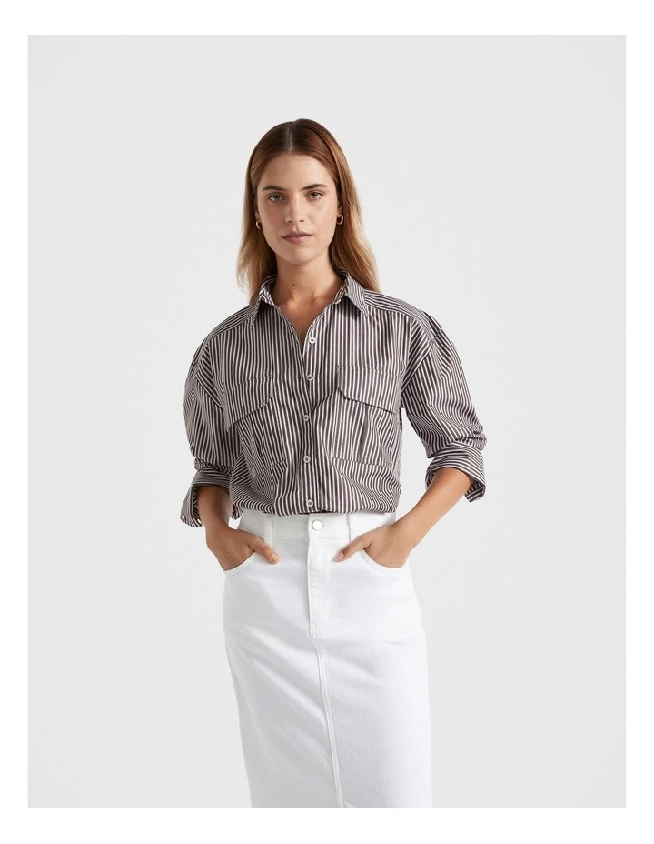Stripe Cargo Shirt in Cappuccino image 1