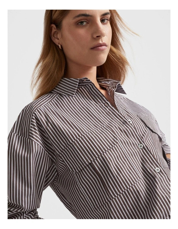 Stripe Cargo Shirt in Cappuccino image 3