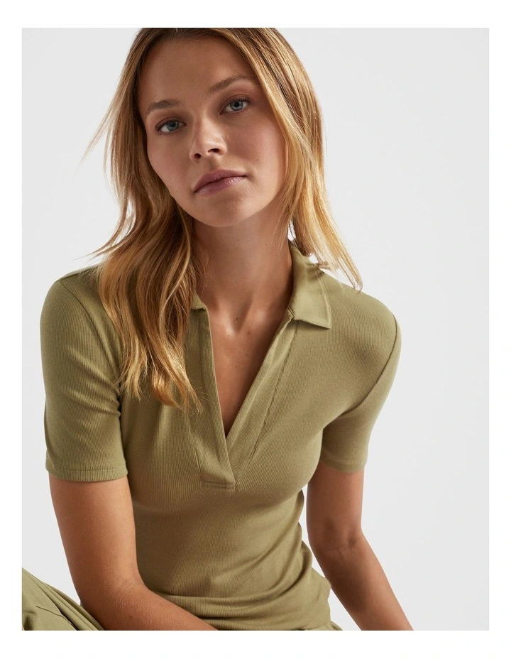 Half Sleeve Polo Top in Pistachio image 1