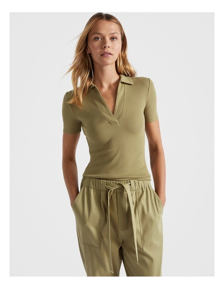 Half Sleeve Polo Top in Pistachio image 2