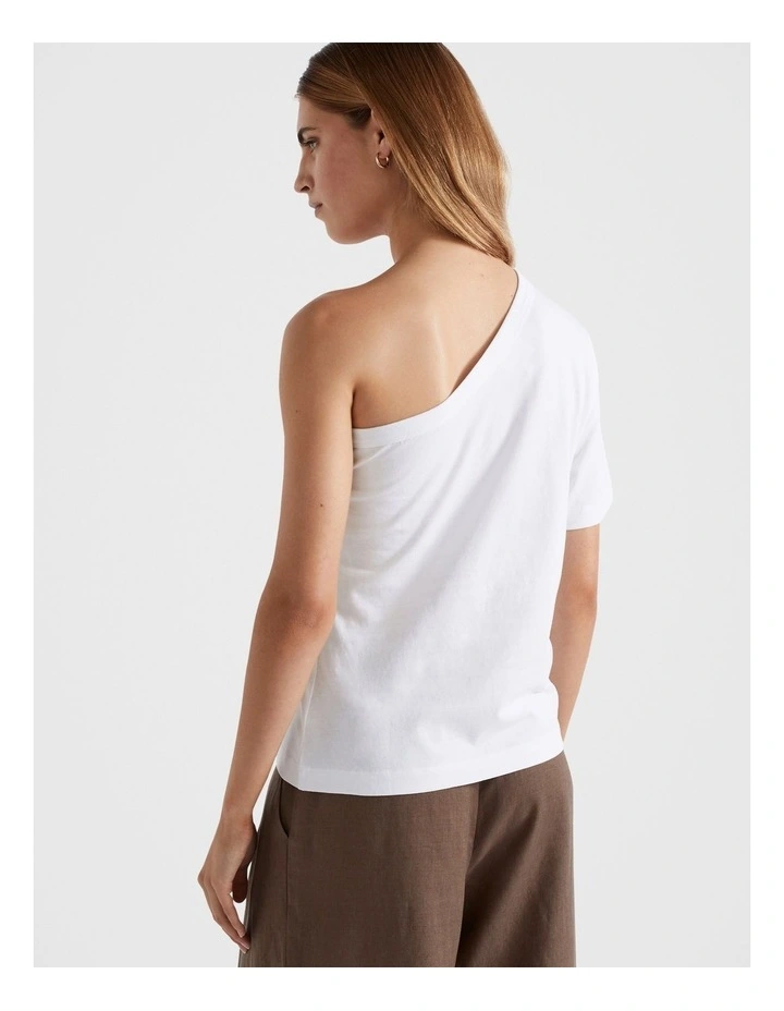 One Shoulder Boxy Tee in White image 1